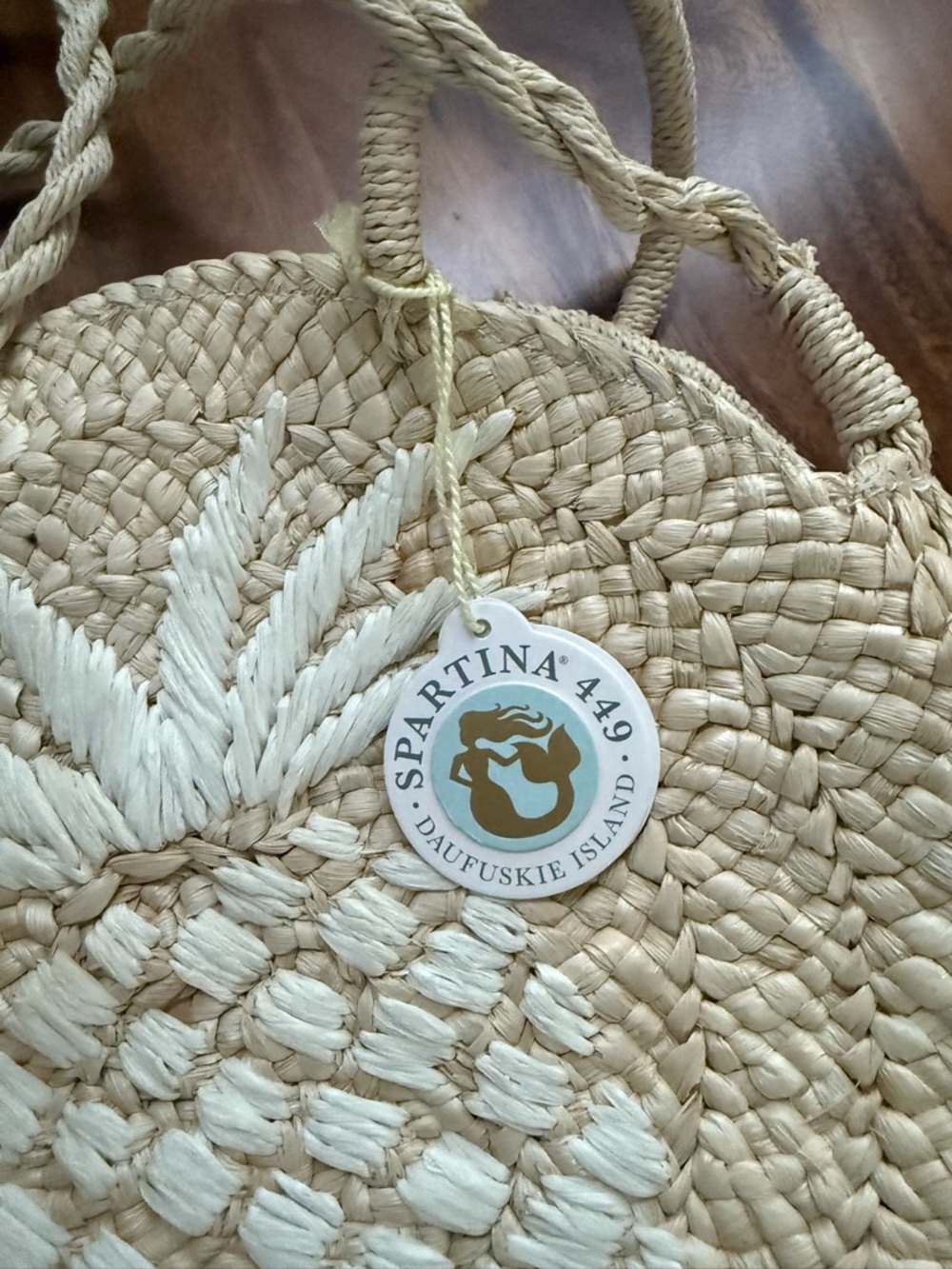 Rare NWT Spartina 449 Retreat Round Straw Tote Cabana Leaf - Picture 4 of 10